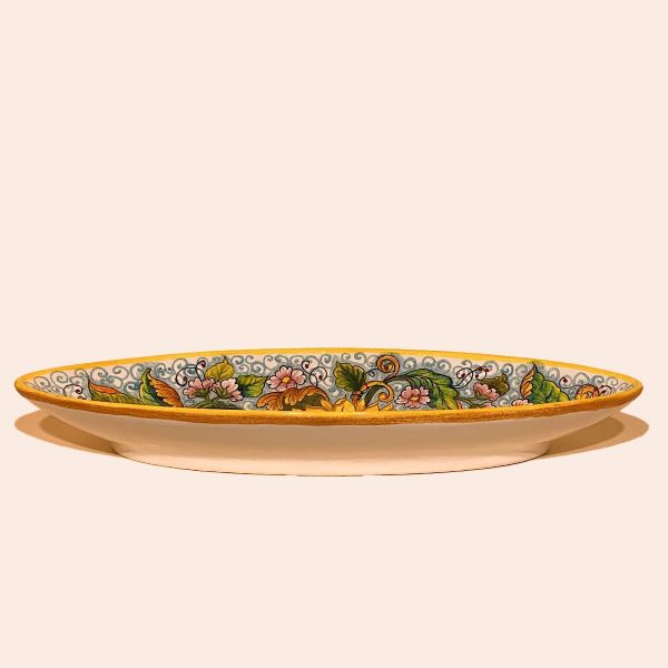 NAIL-SHAPED FISH TRAY WITH SUNFLOWER AND LEMONS, CM.58LX24W